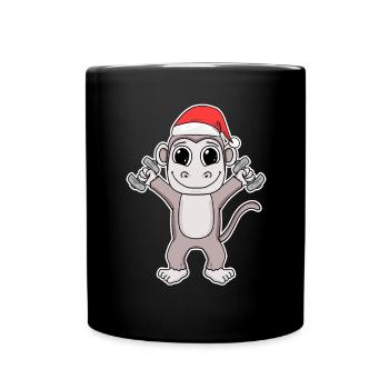 Affe Gym Sport Sportlich Weihnachten - Tasse einfarbig - Schwarz - Vorne