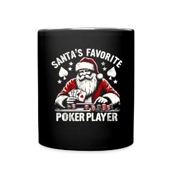 Christmas Santa Claus Poker Player - Full Colour Mug - black - Front