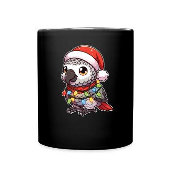 Christmas Fairy Lights Grey Parrot - Full Colour Mug - black - Front