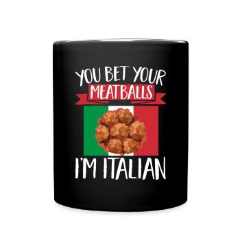 Fleischbällchen Italien Italienisches Essen - Tasse einfarbig - Schwarz - Vorne