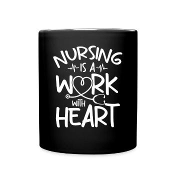 Les soins infirmiers sont un travail avec le cœur - Infirmière autorisée - Mug uni - noir - Devant