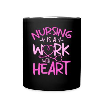 Les soins infirmiers sont un travail avec le cœur - Nurse Life Hospital - Mug uni - noir - Devant