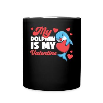 Dolphin Valentines Day My Dolphin - Tasse einfarbig - Schwarz - Vorne