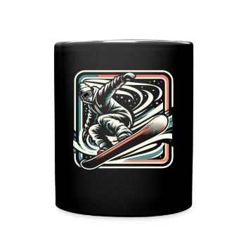 Snowboard action: piste hero on the board - Full Colour Mug - black - Front