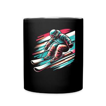 Winter Thrill: Skiers in the Snow - Full Colour Mug - black - Front
