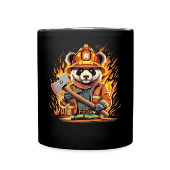Courageux en action : la Panda des pompiers en service - Mug uni - noir - Devant