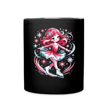 Figure Skating: Little girl with red hair - Full Colour Mug - black - Front