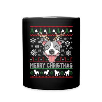 Pitbull Grey Ugly Christmas - Festive Dog Lovers - Full Colour Mug - black - Front