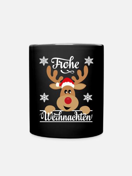 Frohe Weihnachten ein Weihnachtshirsch Rentier - Tasse einfarbig - Schwarz