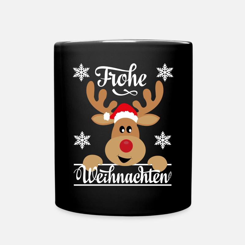 Frohe Weihnachten ein Weihnachtshirsch Rentier - Tasse einfarbig - Schwarz