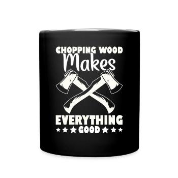 Outils d’arboriste Équipement de bûcheron Barils en bois - Mug uni - noir - Devant