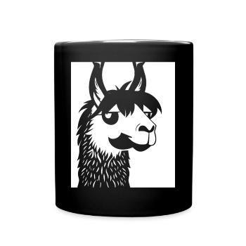 Funny Llama Silhouette Cheeky Fun Llamas - Full Colour Mug - black - Front