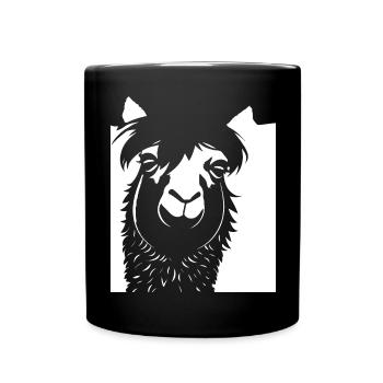 Funny Llama Silhouette Cheeky Fun Llamas - Full Colour Mug - black - Front