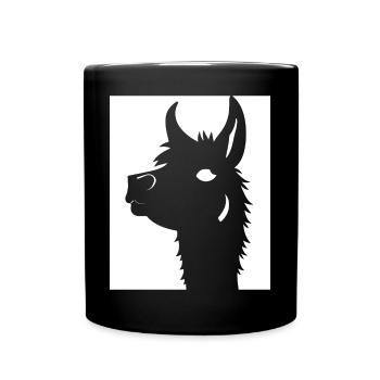 Lustige Lama Silhouette Freche lustige Lamas - Tasse einfarbig - Schwarz - Vorne