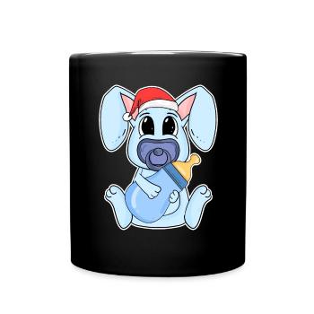 Rabbit Baby Christmas - Full Colour Mug - black - Front