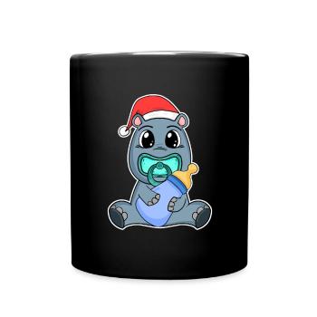 Hippopotame Bébé Noël - Mug uni - noir - Devant