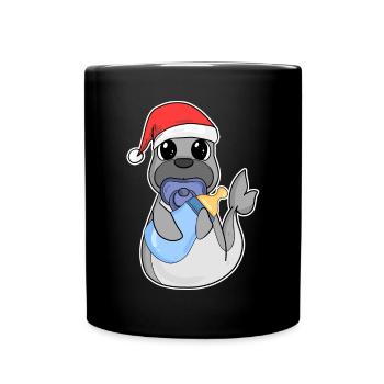 Bébé Lion de mer Noël - Mug uni - noir - Devant