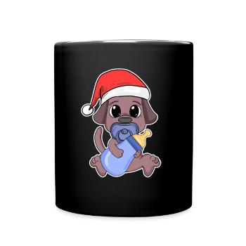 Hund Baby Weihnachten - Tasse einfarbig - Schwarz - Vorne