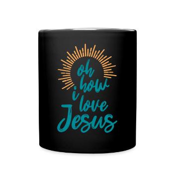Oh comme j’aime Jésus, la foi chrétienne Jésus - Mug uni - noir - Devant
