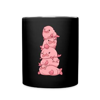 Kawaii Blobfisch Blob Haufen - Tasse einfarbig - Schwarz - Vorne