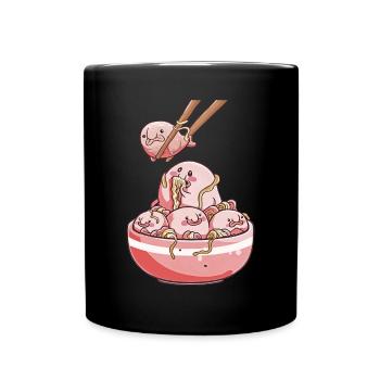 Kawaii Blob Fish Ramen Noodles Japanese Food - Full Colour Mug - black - Front