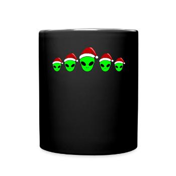 Alien Noël vert bonnet drôle cadeau - Mug uni - noir - Devant