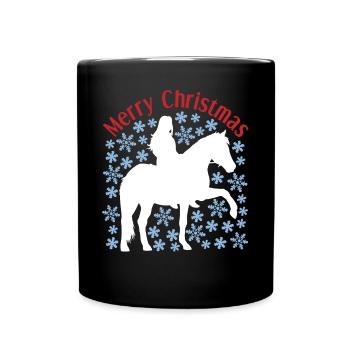 Motif de neige de cheval de fille de Noël - Mug uni - noir - Devant