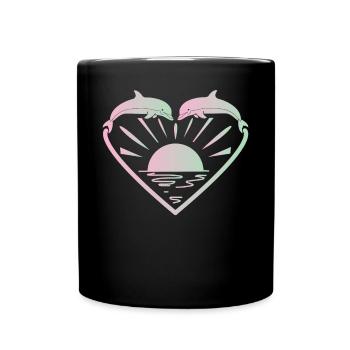 Dolphin Heart Sunset - Full Colour Mug - black - Front