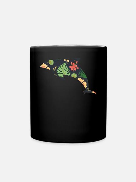 Dolphin Tropical Flower Floral - Tasse einfarbig - Schwarz