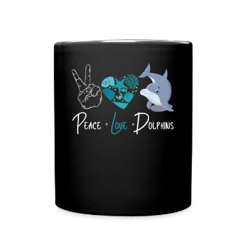 Dolphin Peace Love Dolphin - Tasse einfarbig - Schwarz - Vorne