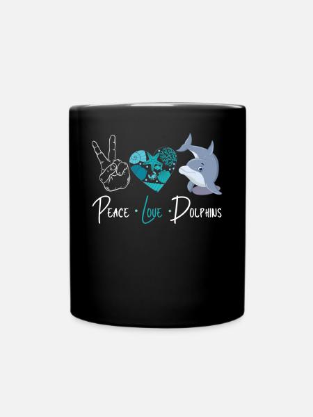 Dolphin Peace Love Dolphin - Tasse einfarbig - Schwarz