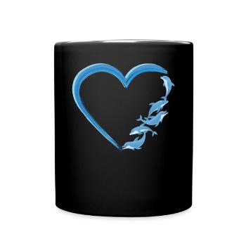 Coeur de dauphin - Mug uni - noir - Devant