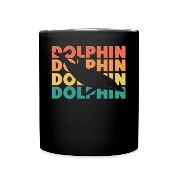 Dolphin Retro Vintage Dolphin - Tasse einfarbig - Schwarz - Vorne