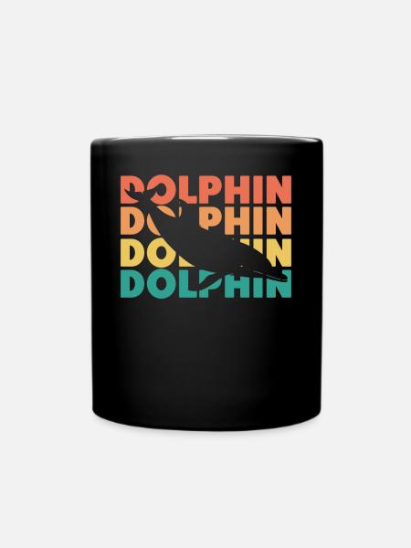 Dolphin Retro Vintage Dolphin - Tasse einfarbig - Schwarz
