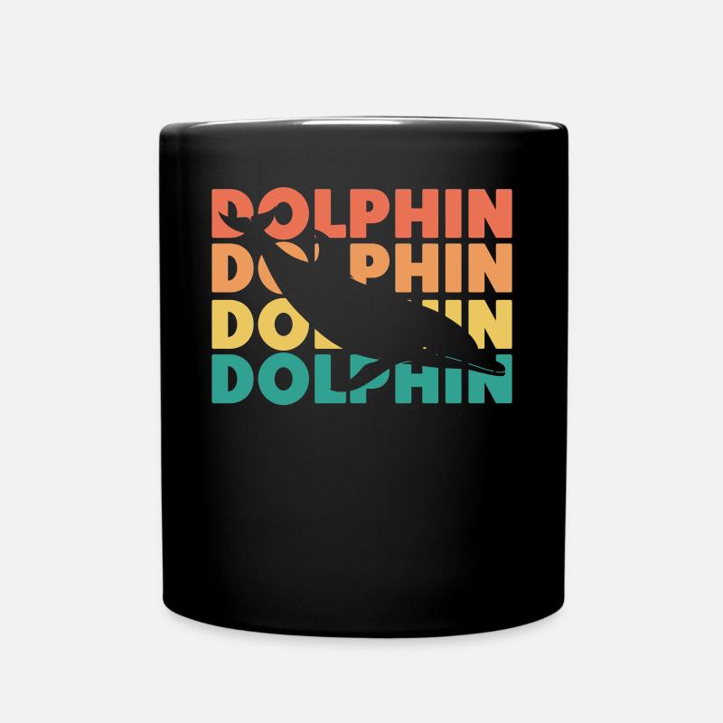 Dolphin Retro Vintage Dolphin - Tasse einfarbig - Schwarz