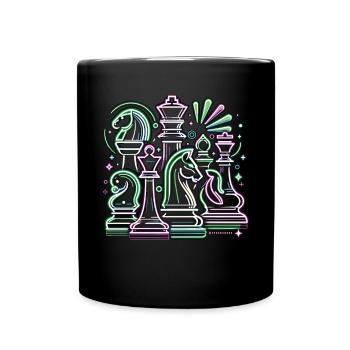 Neon Chess Futurism Chess Player T-Shirt - Full Colour Mug - black - Front