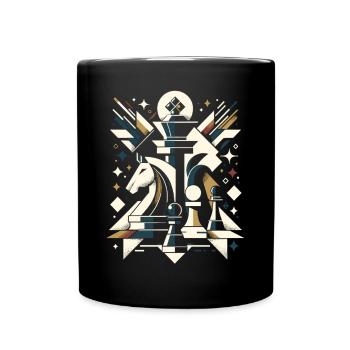 Geometrisches Schachmeister-Design - Tasse einfarbig - Schwarz - Vorne
