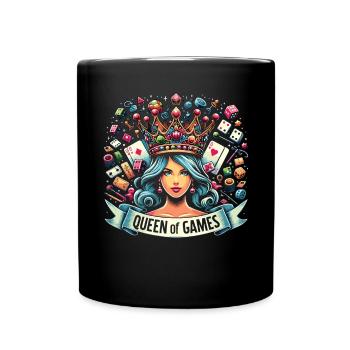 Game Queen : Couronne avec des cartes et des dés - Mug uni - noir - Devant