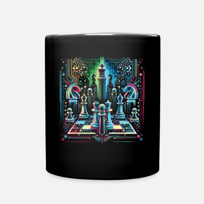 Leuchtendes Neon-Schach-Design - Tasse einfarbig - Schwarz