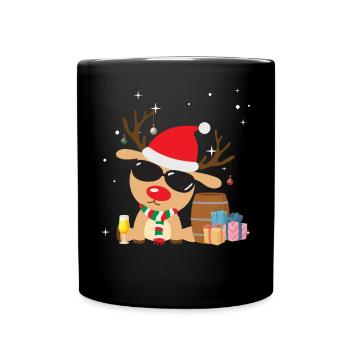 Lustiges Rentier Weihnachten Christmas Bier Design - Tasse einfarbig - Schwarz - Vorne