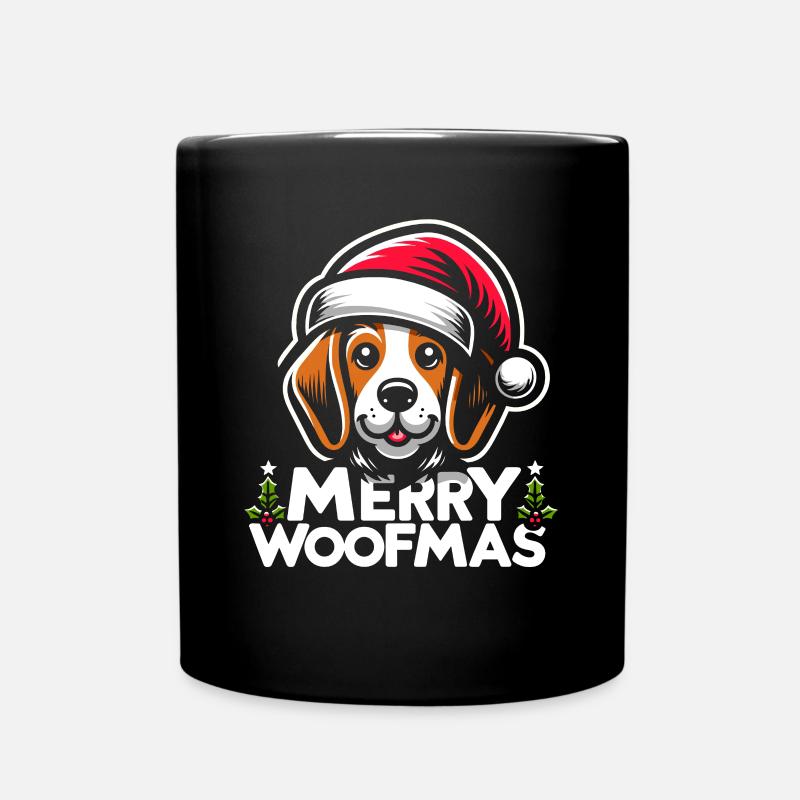 Weihnachtshund Merry Woofmas Christmas Beagle - Tasse einfarbig - Schwarz