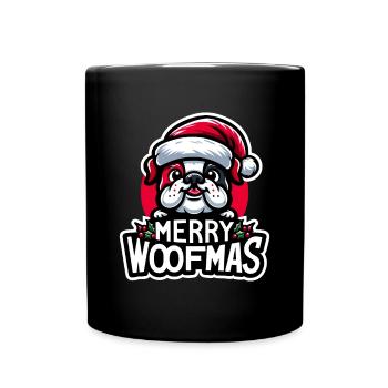 Chien de Noël Merry Woofmas Bouledogue de Noël - Mug uni - noir - Devant