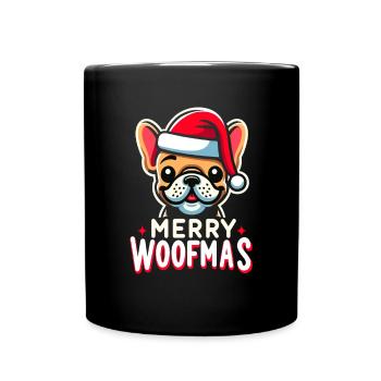 Chien de Noël Joyeux Woofmas Noël - Mug uni - noir - Devant