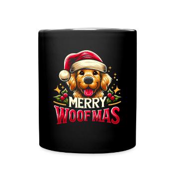Chien de Noël Merry Woofmas Noël Doré - Mug uni - noir - Devant