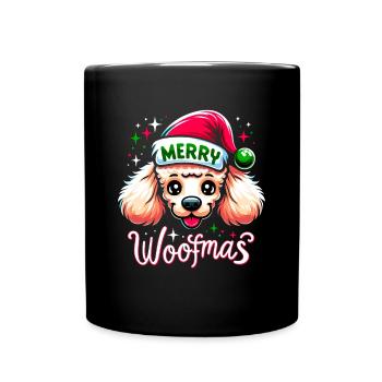 Caniche de Noël du chien de Noël Merry Woofma - Mug uni - noir - Devant