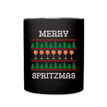 Merry Spritzmas Weihnachten Outfit Geschenk - Tasse einfarbig - Schwarz - Vorne