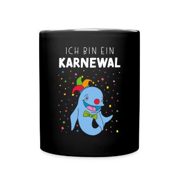 Ich bin ein Karnewal Karneval Fasching Konfetti - Tasse einfarbig - Schwarz - Vorne
