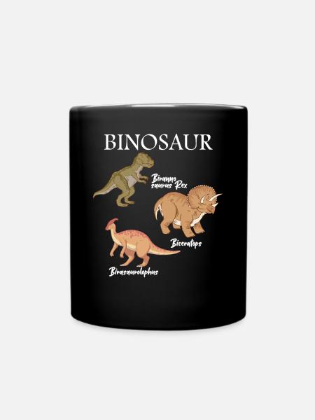 Bisexual Dinosaur Binosaur Bi Pride Coming Out - Full Colour Mug - black