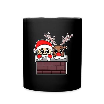 Santa Claus Deer - Full Colour Mug - black - Front