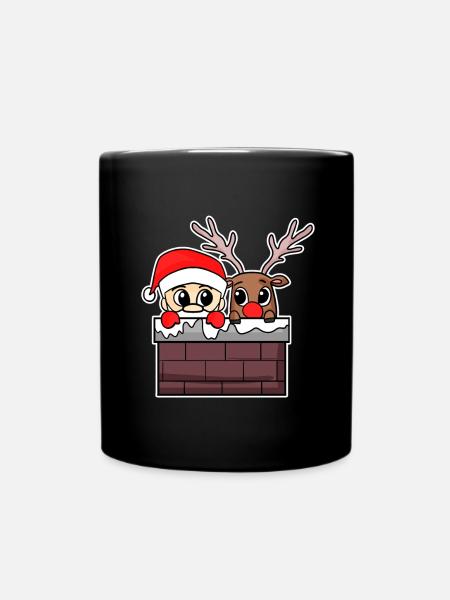 Weihnachtsmann Reh - Tasse einfarbig - Schwarz